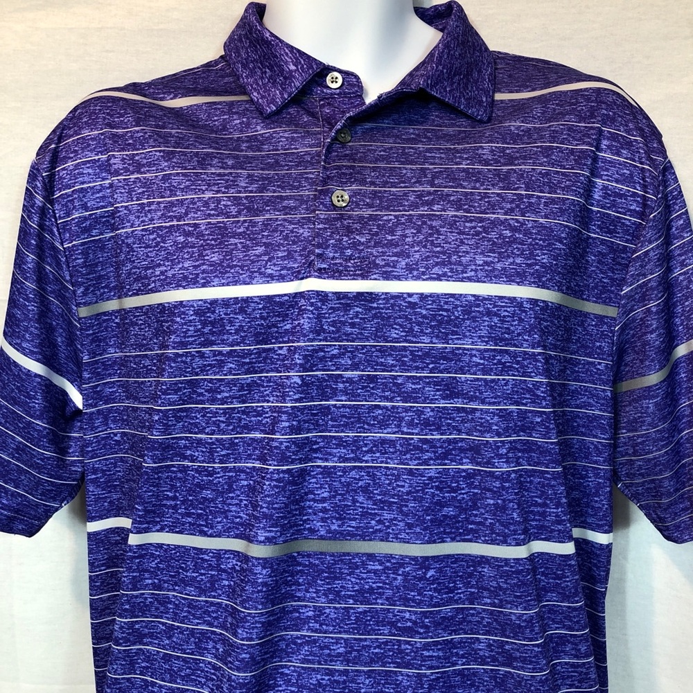 PGA Tour Golf Polo Men’s Size Large Purple Silver EUC ⛳️